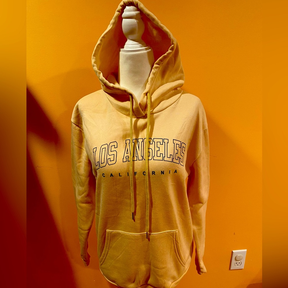 Los Angeles Hooded Sweatshirt, Color-Apricot, Size-XS